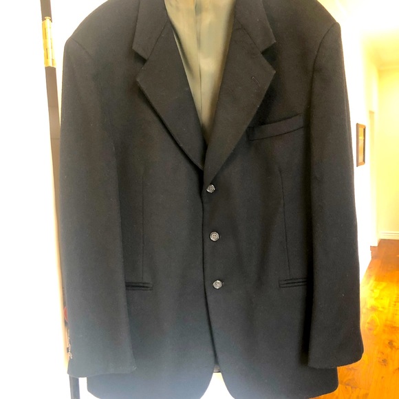 ALFANI WOOL BLACK TOP COAT CASHMERE FEEL SZ-XL GREAT CONDITION!!! - Picture 1 of 3